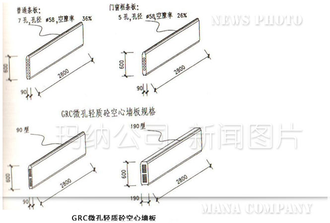 GRC微孔轻质砼空心墙板、GRC微孔轻质砼复合墙板
